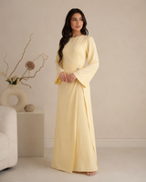 Safa Butter Yellow Ruched Maxi Dress
