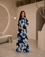 Layla Navy Floral Abaya