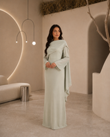 Mira Pastel Green Pearl Cape Abaya