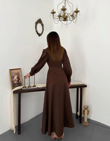 D Ring Belt Cotton Denim Zip Front Maxi Dress