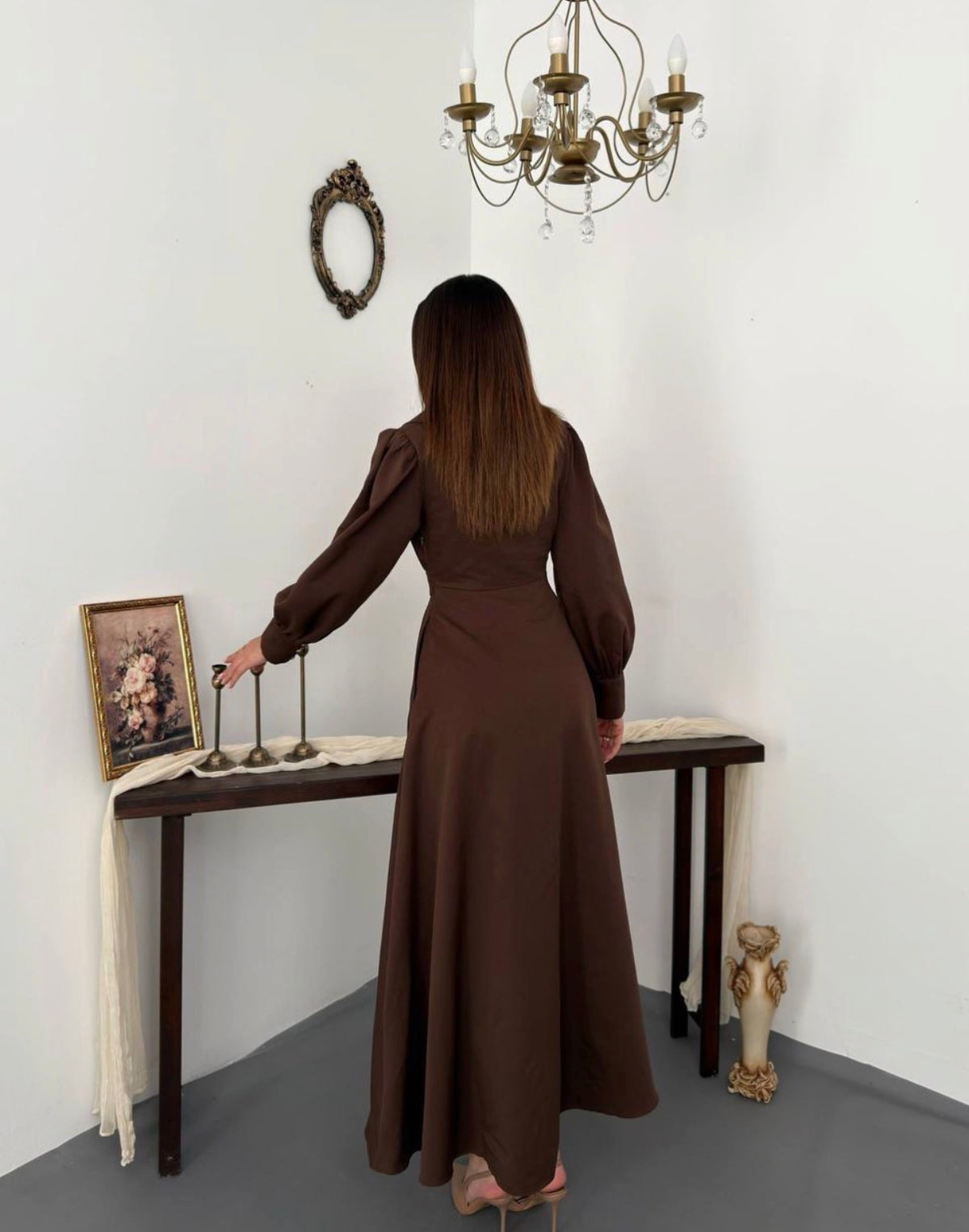 D Ring Belt Cotton Denim Zip Front Maxi Dress
