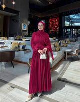 Draped Bodice Balloon Sleeve Cotton Maxi Dress
