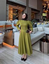 Double Buckle Belted Cotton Mix Maxi Dress