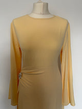Butter Yellow Ruched Waist Modest Maxi Dress