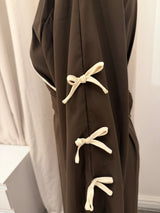 Chocolate Brown Kimono Style Nida Crepe Abaya with Belt