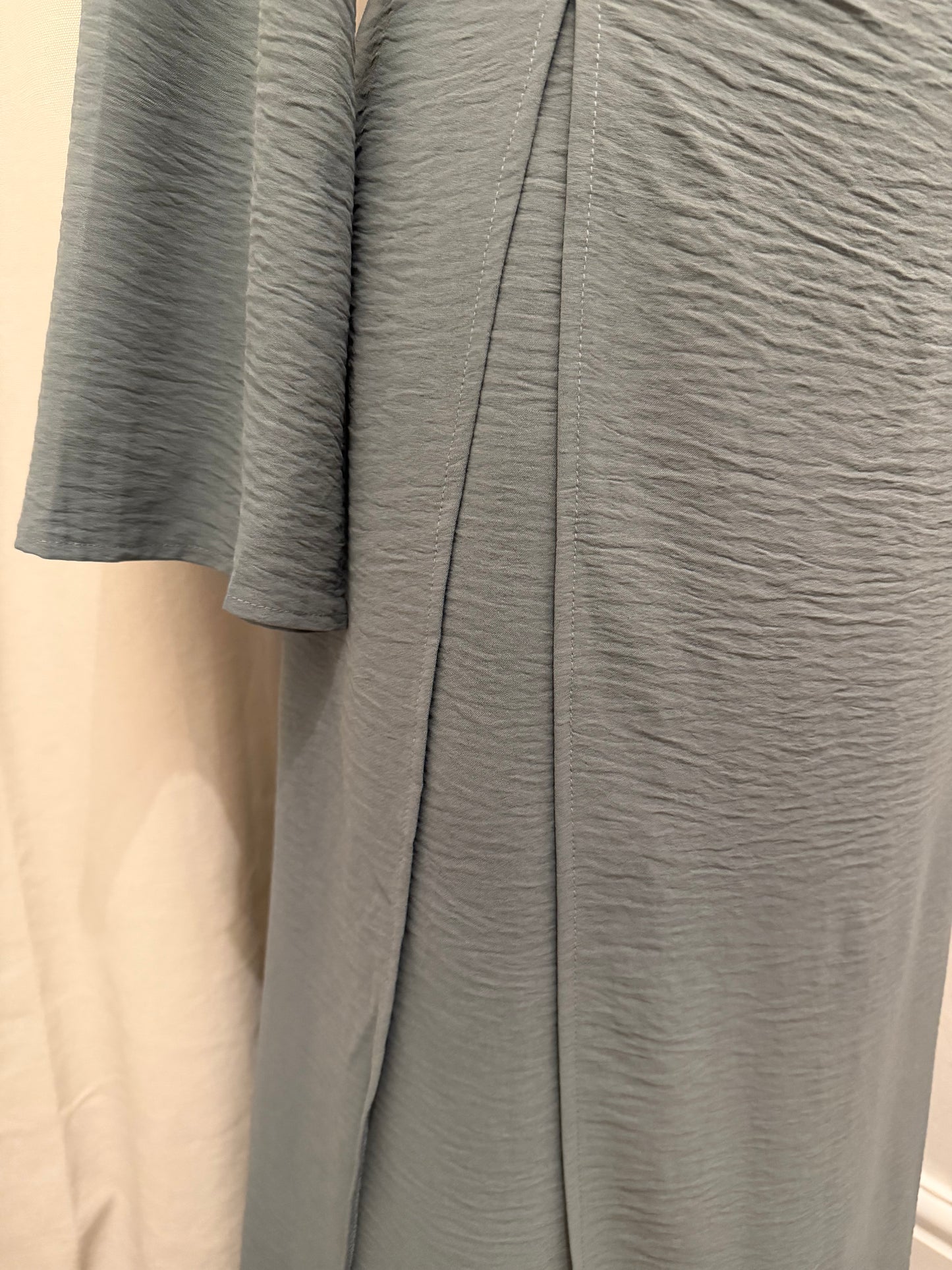 Charcoal Grey Ruched Waist Linen Maxi Dress