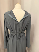 Charcoal Grey Ruched Waist Linen Maxi Dress