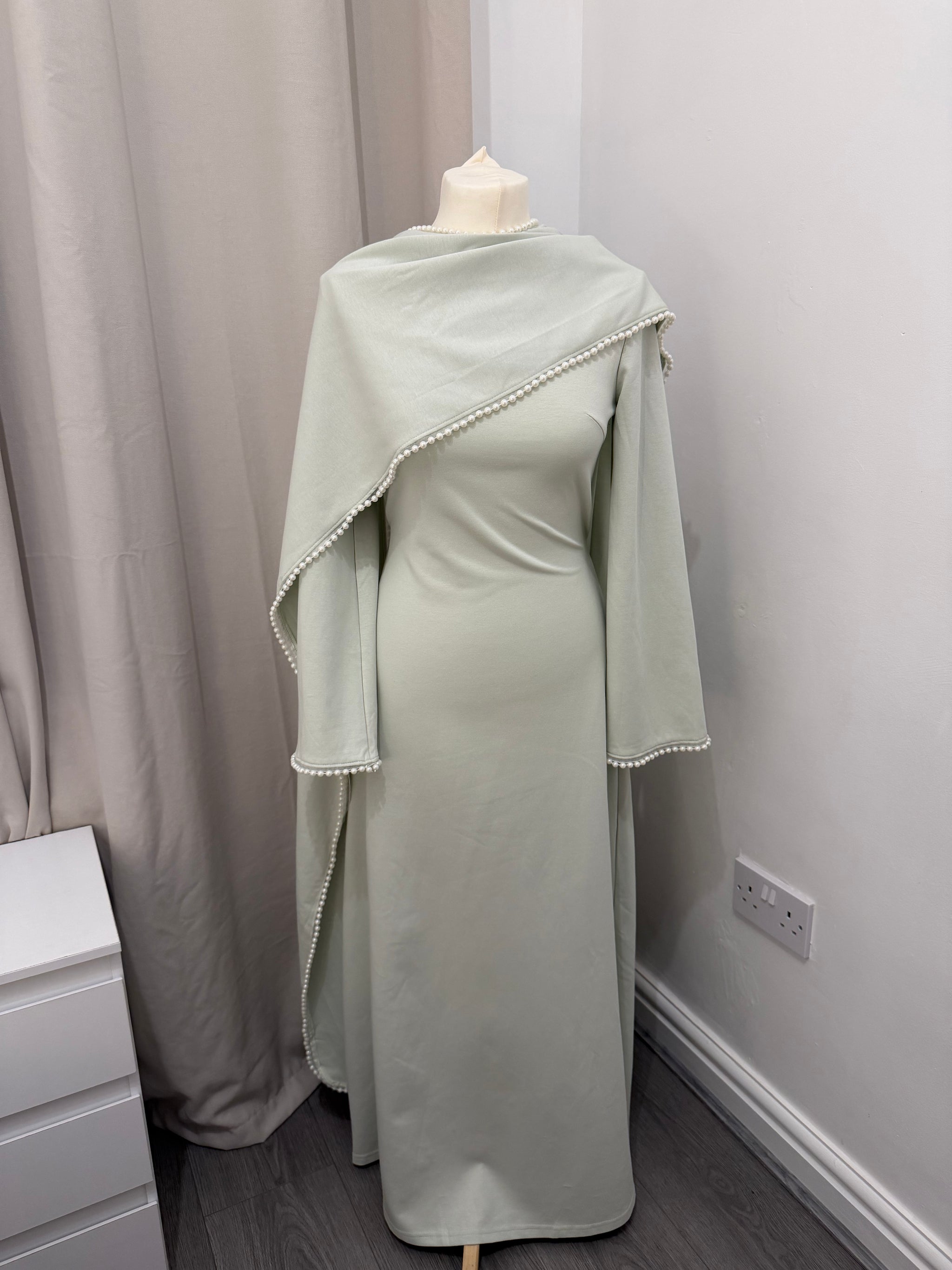 Pearl Cape Abaya Maxi Dress