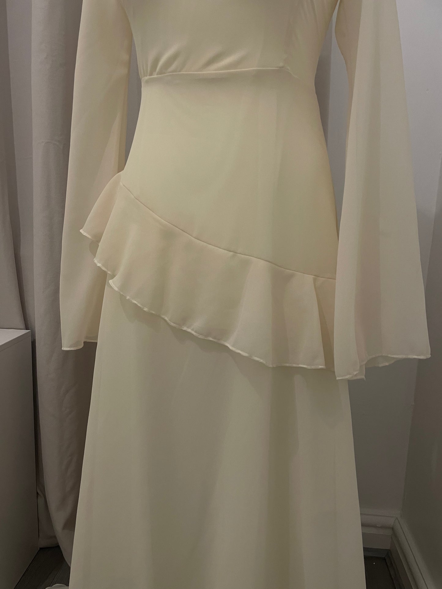 Butter Yellow Chiffon Ruffle Maxi Dress
