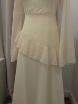 Butter Yellow Chiffon Ruffle Maxi Dress