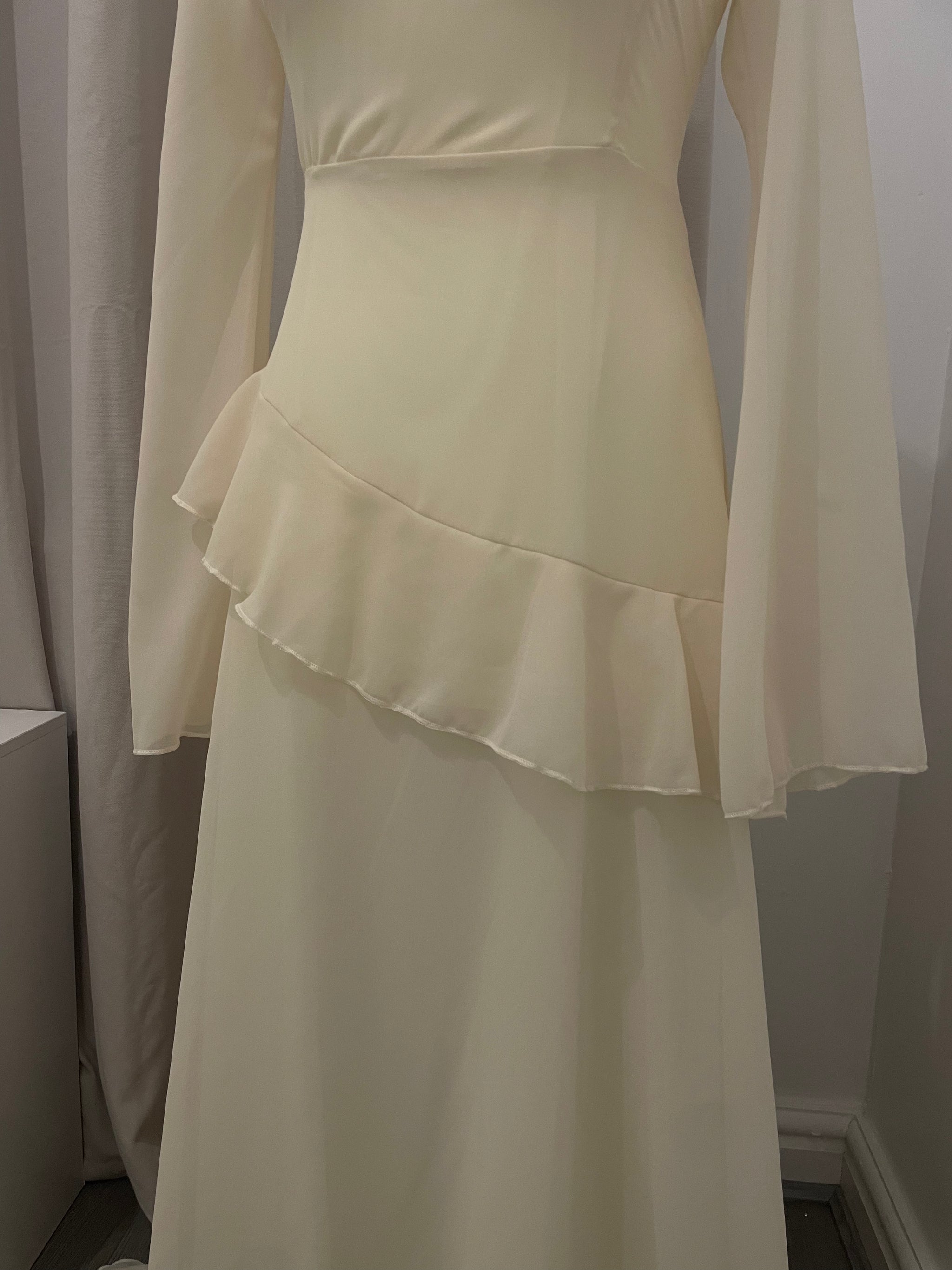 Butter Yellow Chiffon Ruffle Maxi Dress