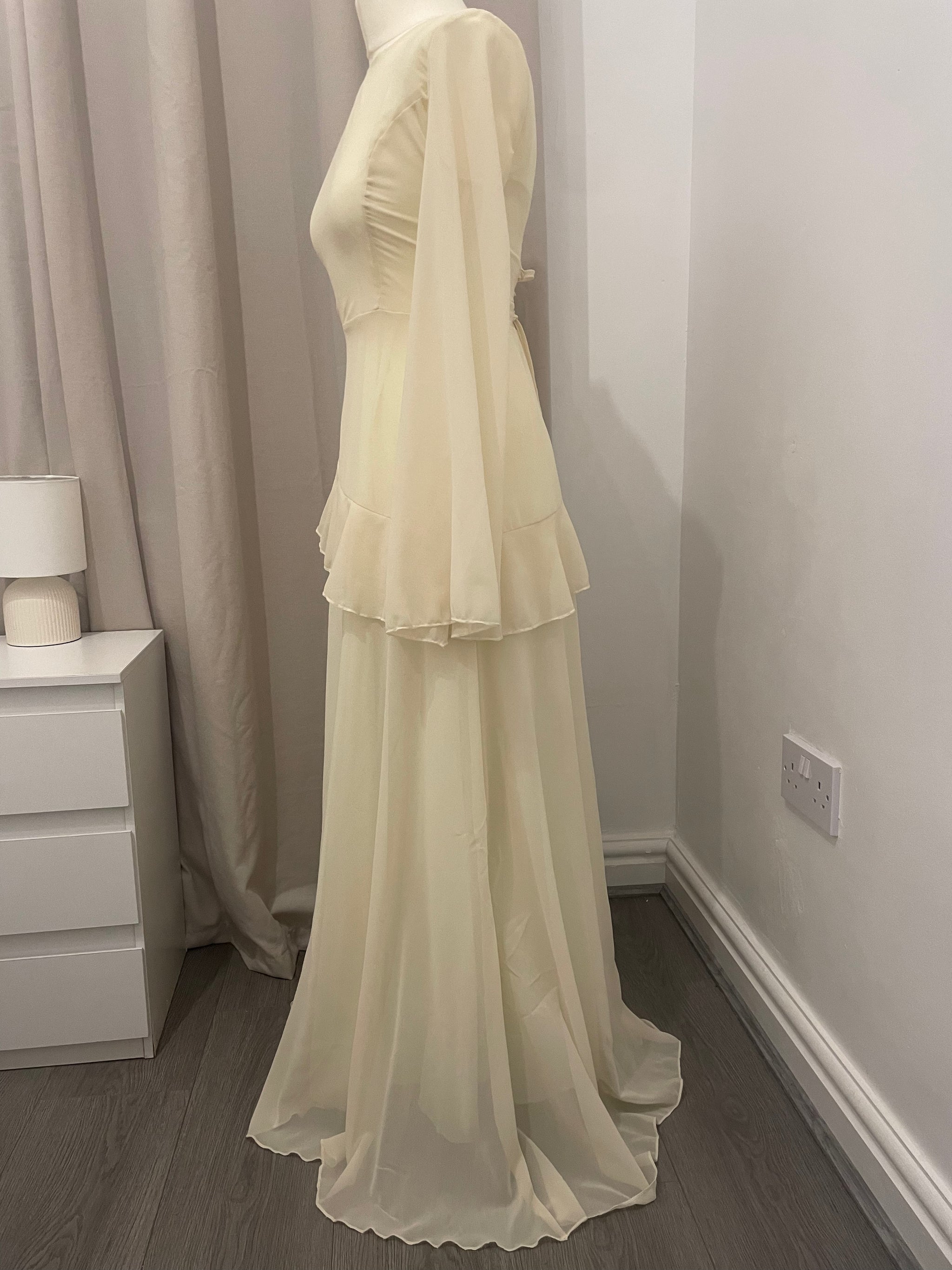 Butter Yellow Chiffon Ruffle Maxi Dress