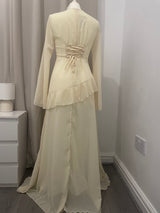 Butter Yellow Chiffon Ruffle Maxi Dress