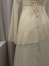 Butter Yellow Chiffon Ruffle Maxi Dress