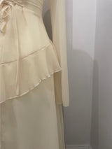 Butter Yellow Chiffon Ruffle Maxi Dress