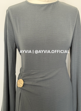 Safa Charcoal Grey Ruched Maxi Dress