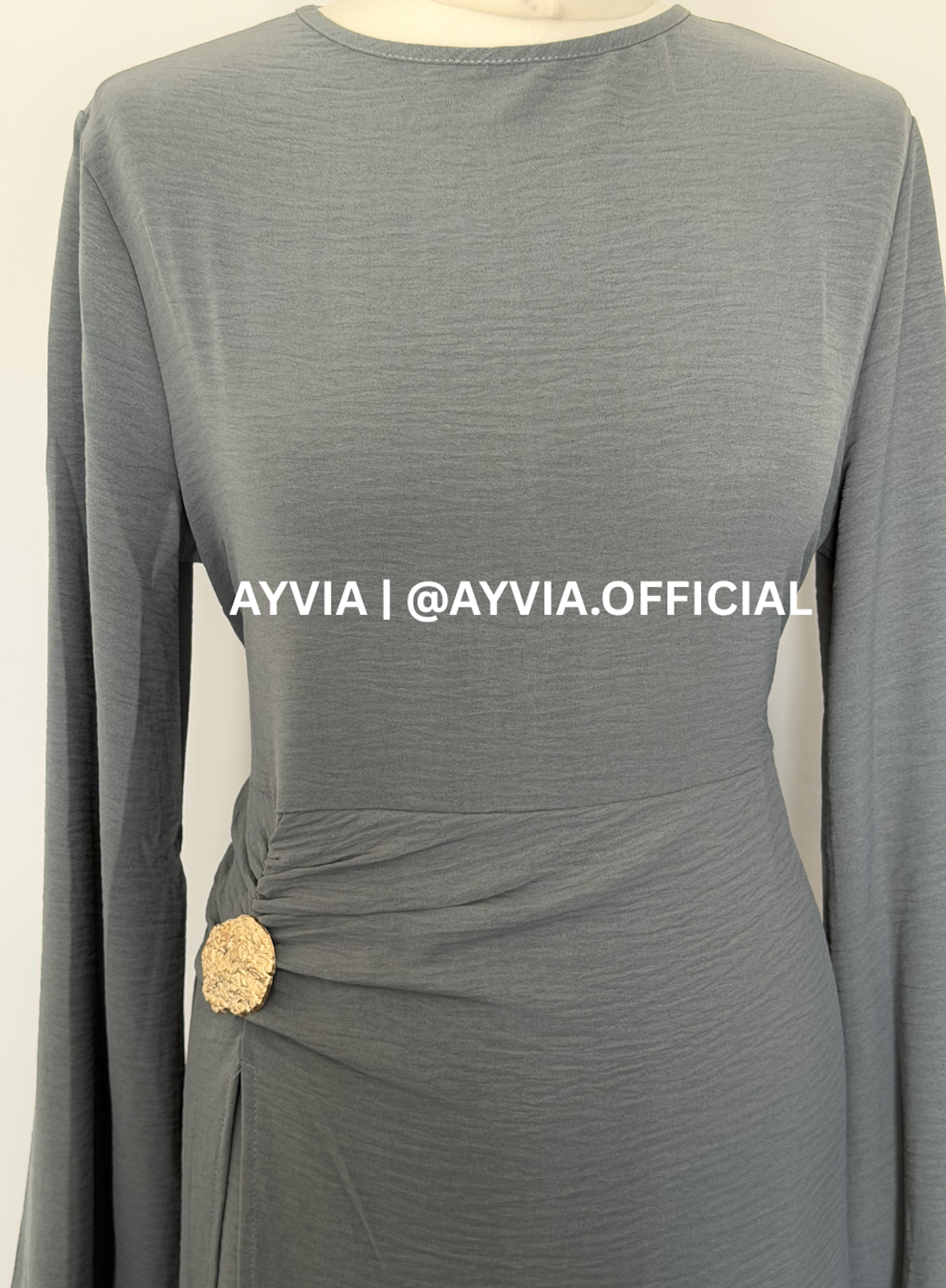 Safa Charcoal Grey Ruched Maxi Dress