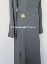 Safa Charcoal Grey Ruched Maxi Dress