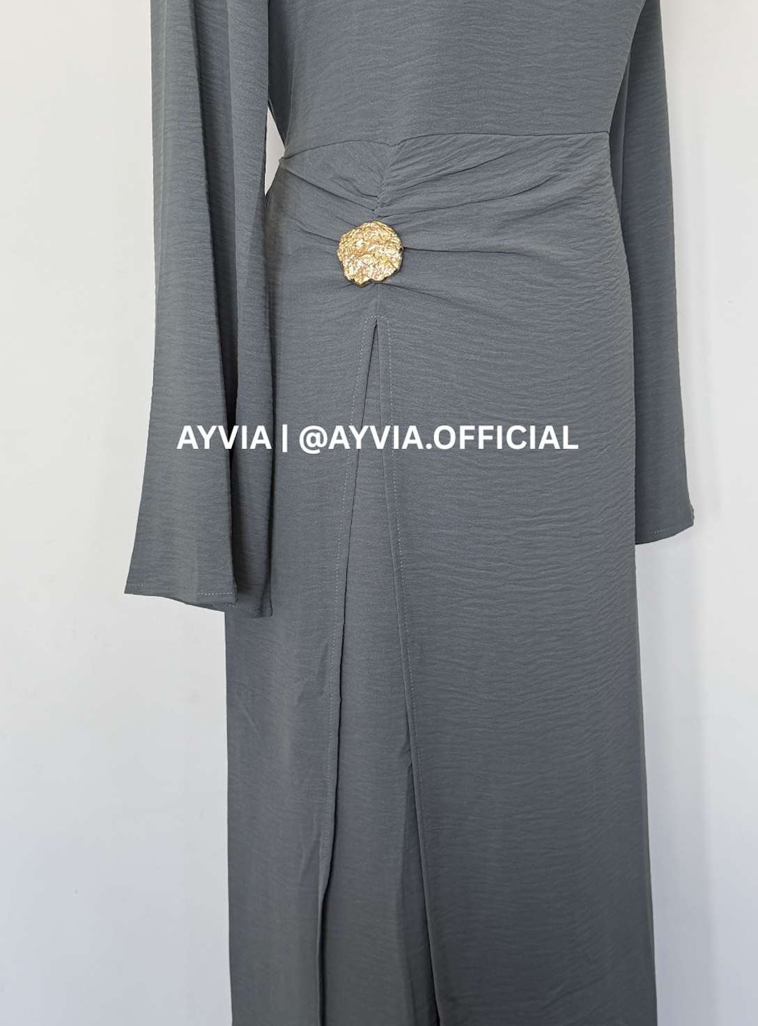 Safa Charcoal Grey Ruched Maxi Dress