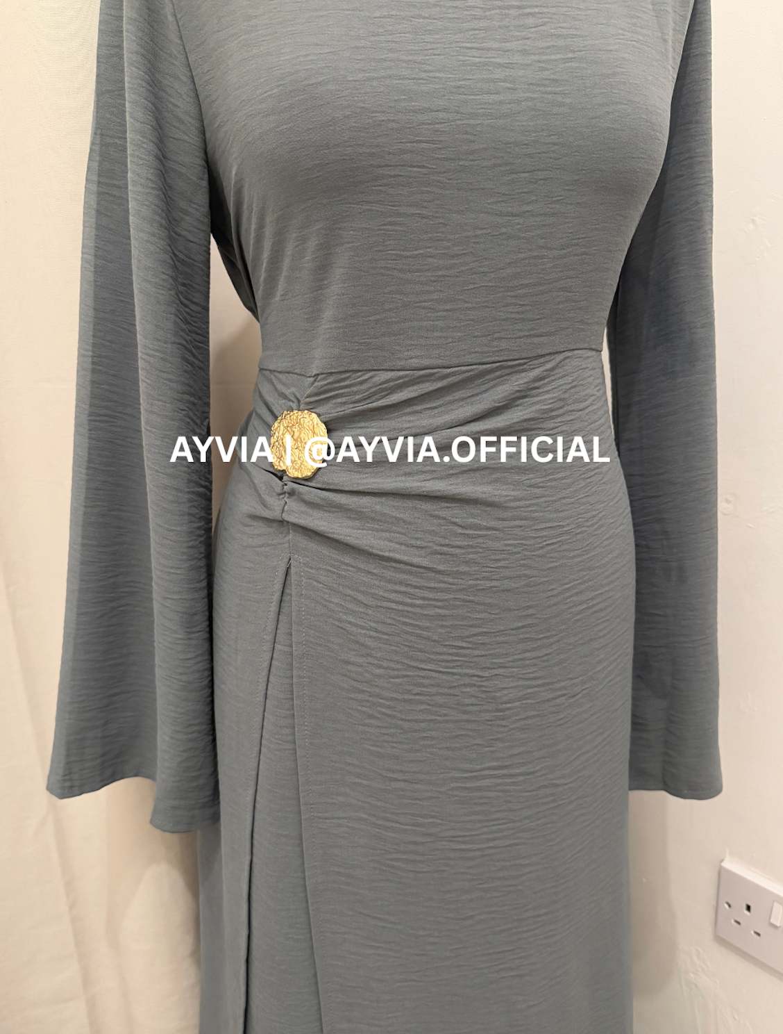 Safa Charcoal Grey Ruched Maxi Dress