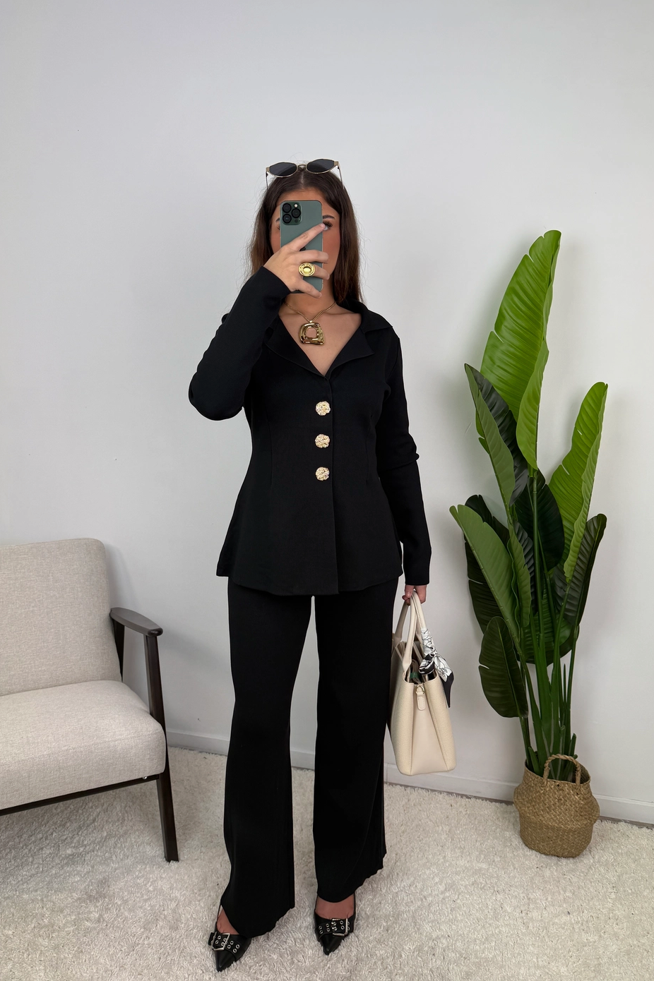 Nayla Gold Button Tailored Co Ord Set