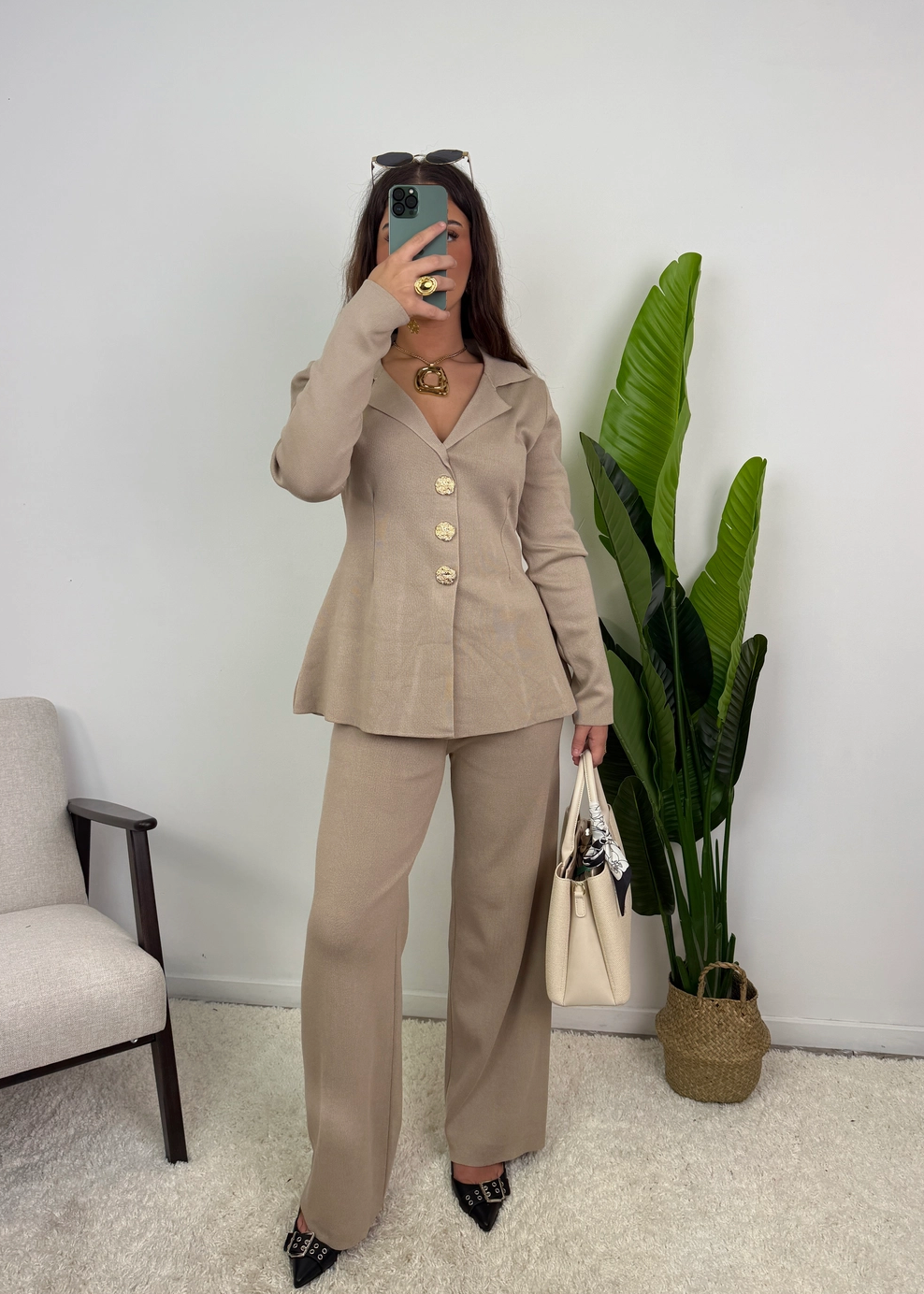 Nayla Gold Button Tailored Co Ord Set