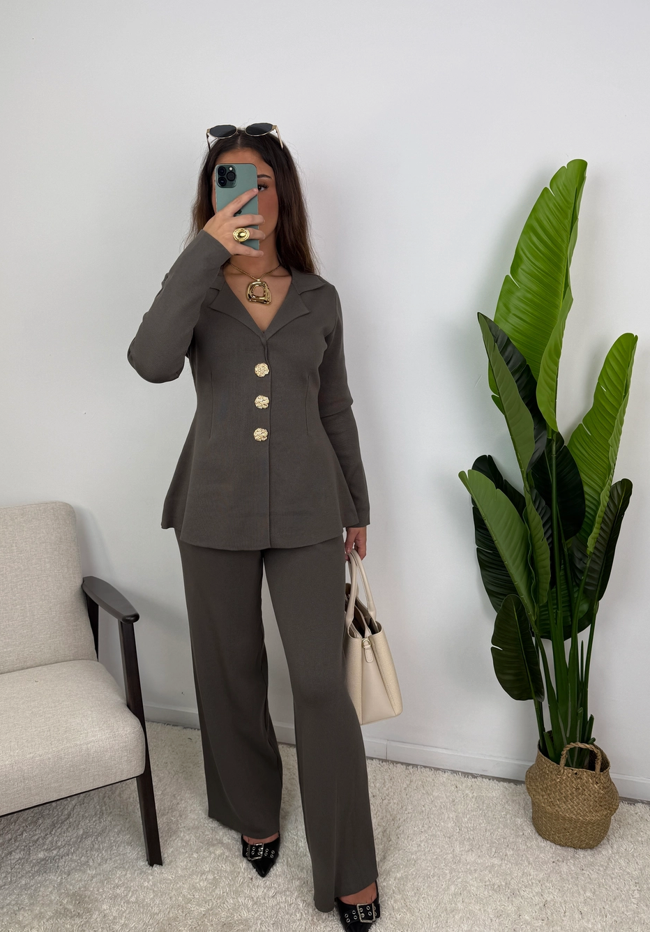 Nayla Gold Button Tailored Co Ord Set