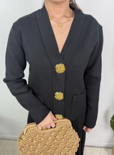 Samira Gold Button Pleated Knit Co Ord Set