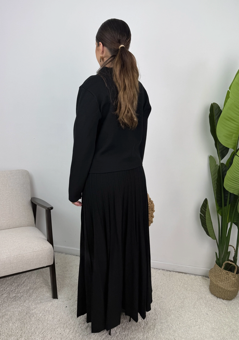 Samira Gold Button Pleated Knit Co Ord Set