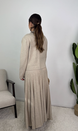 Samira Gold Button Pleated Knit Co Ord Set