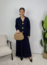 Samira Gold Button Pleated Knit Co Ord Set