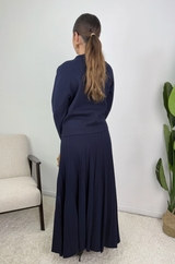 Samira Gold Button Pleated Knit Co Ord Set