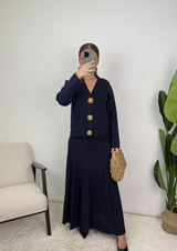 Samira Gold Button Pleated Knit Co Ord Set