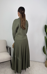 Samira Gold Button Pleated Knit Co Ord Set