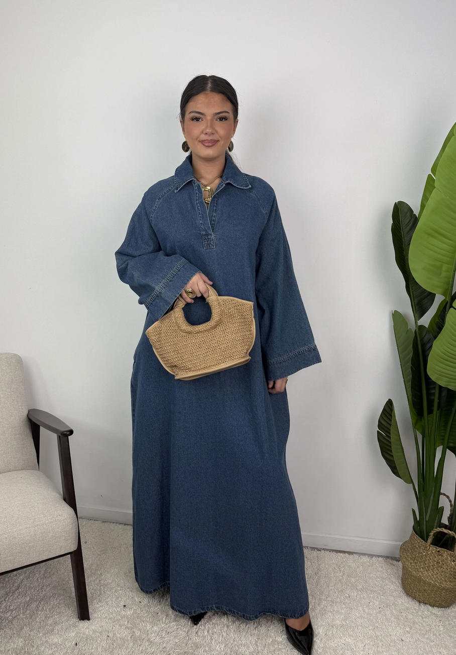 Leina Oversized Cotton Denim Abaya