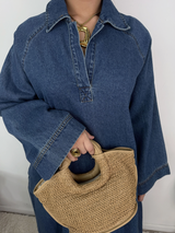 Leina Oversized Cotton Denim Abaya