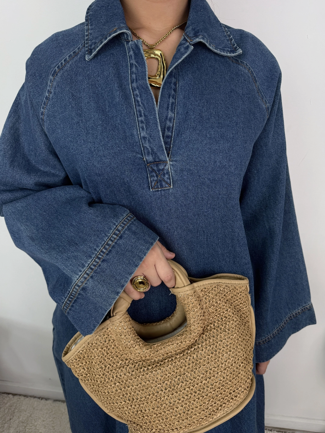 Leina Oversized Cotton Denim Abaya