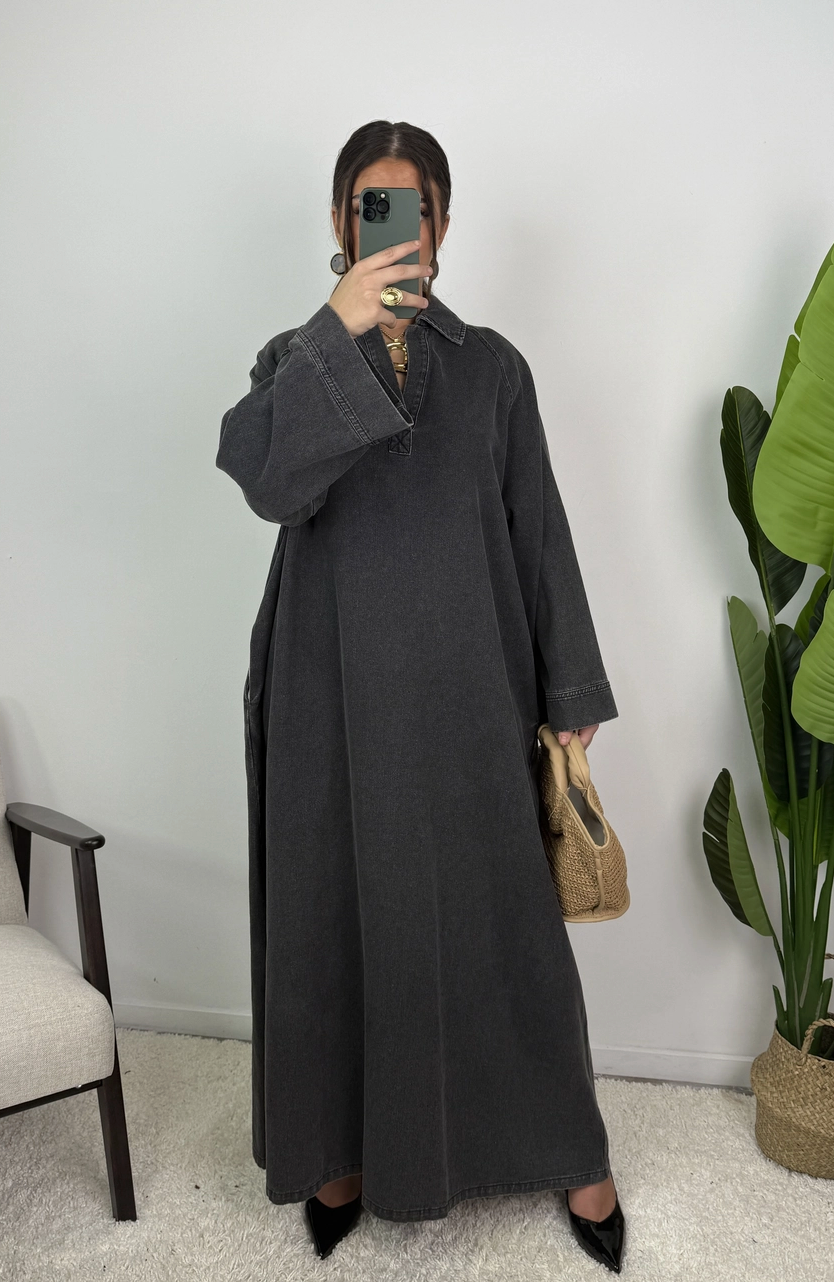 Leina Oversized Cotton Denim Abaya