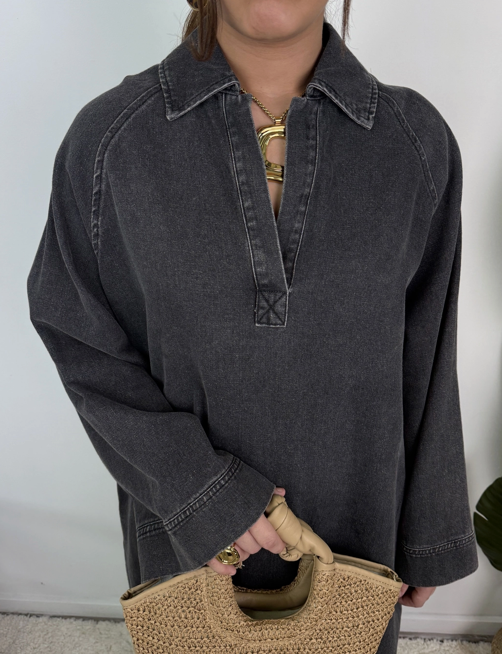 Leina Oversized Cotton Denim Abaya