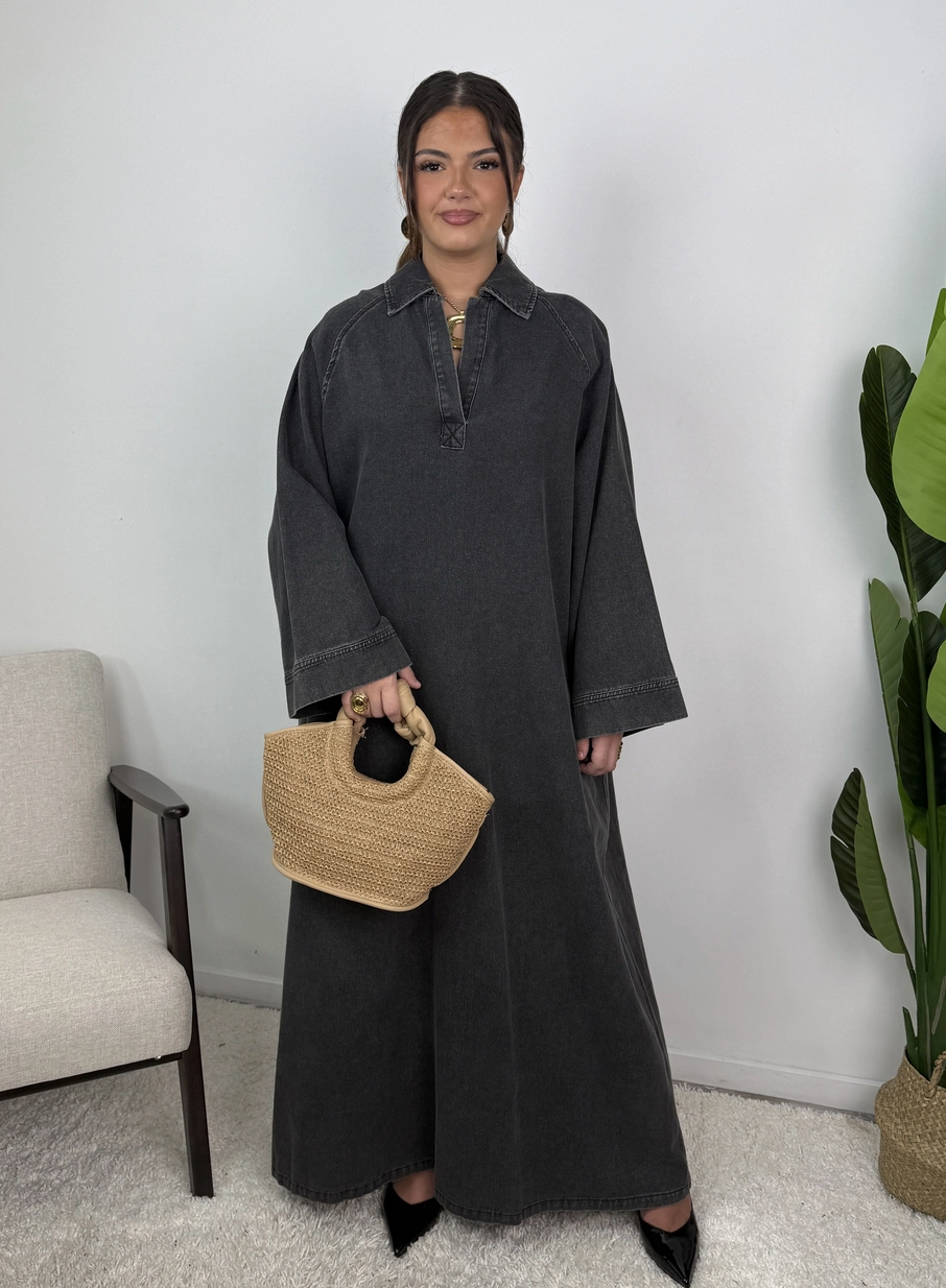 Leina Oversized Cotton Denim Abaya
