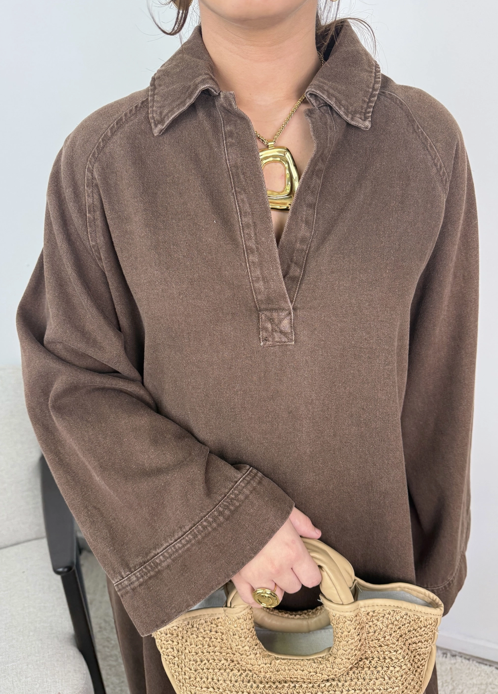 Leina Oversized Cotton Denim Abaya
