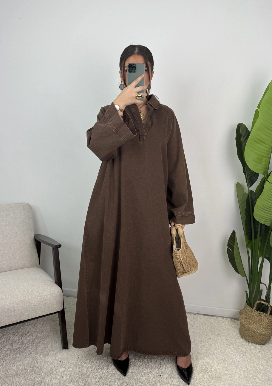 Leina Oversized Cotton Denim Abaya
