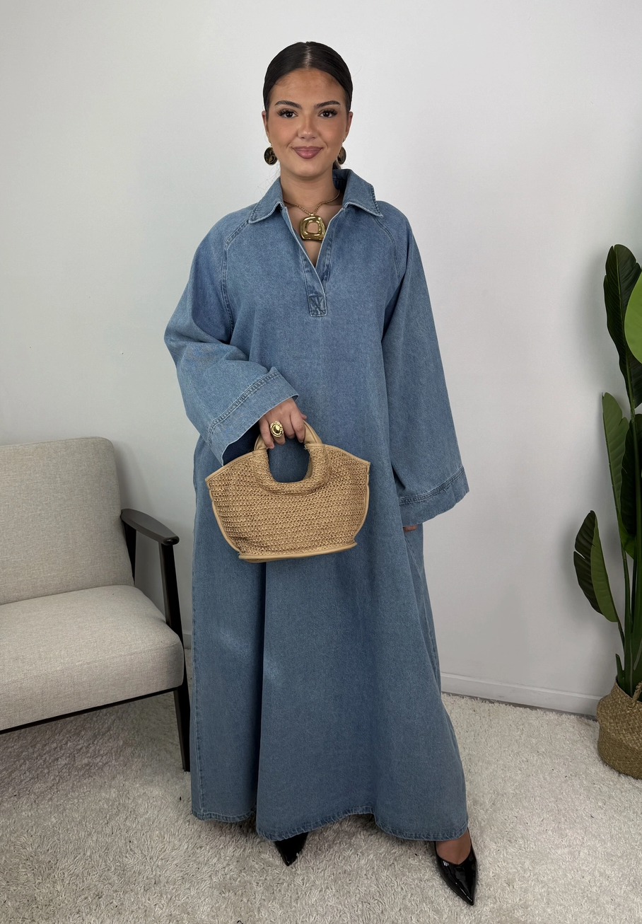 Leina Oversized Cotton Denim Abaya
