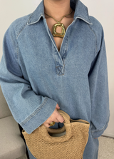 Leina Oversized Cotton Denim Abaya
