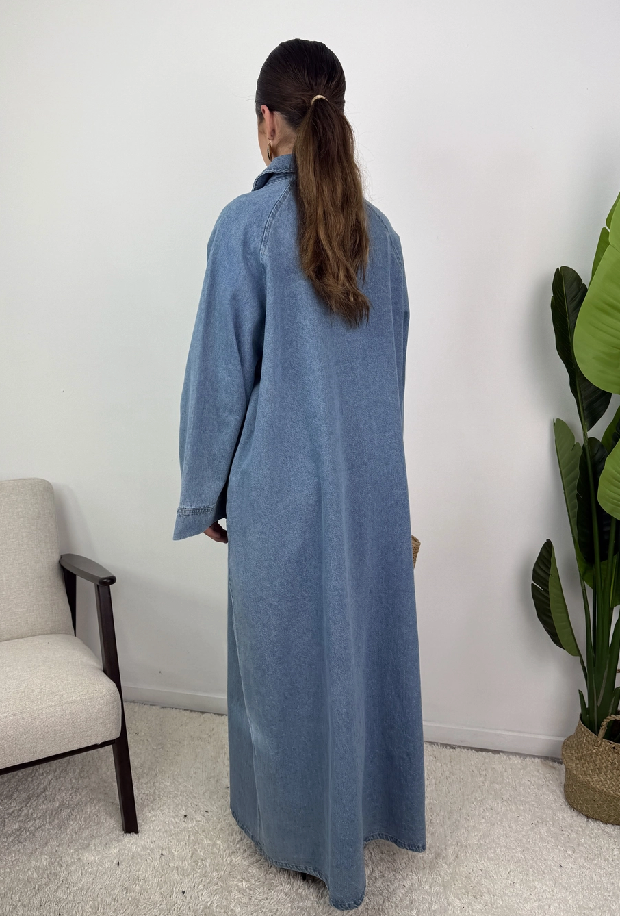 Leina Oversized Cotton Denim Abaya