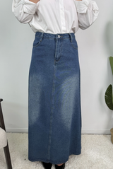 Celia Five Pocket Cotton Denim Maxi Skirt