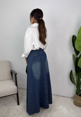 Celia Five Pocket Cotton Denim Maxi Skirt