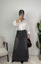 Celia Five Pocket Cotton Denim Maxi Skirt