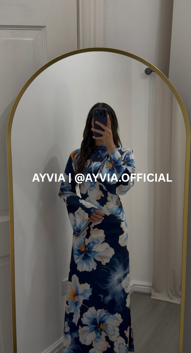 Layla Navy Floral Abaya