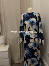 Layla Navy Floral Abaya